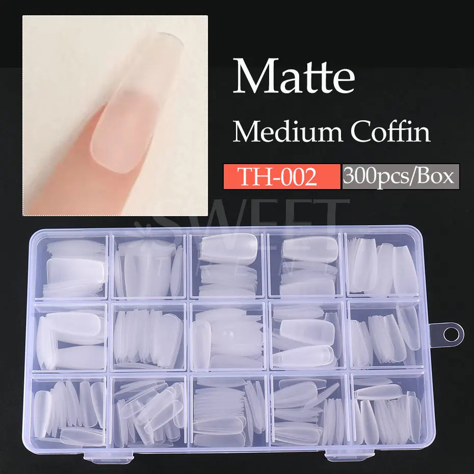 300pcs Matte Coffin Nail Tips