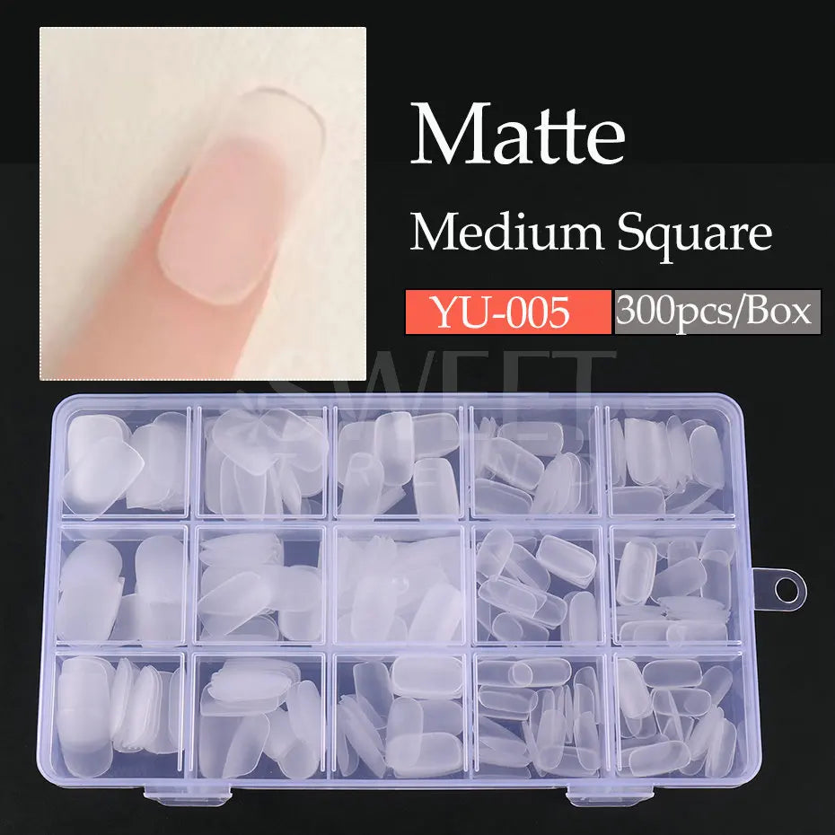 300pcs Matte Coffin Nail Tips