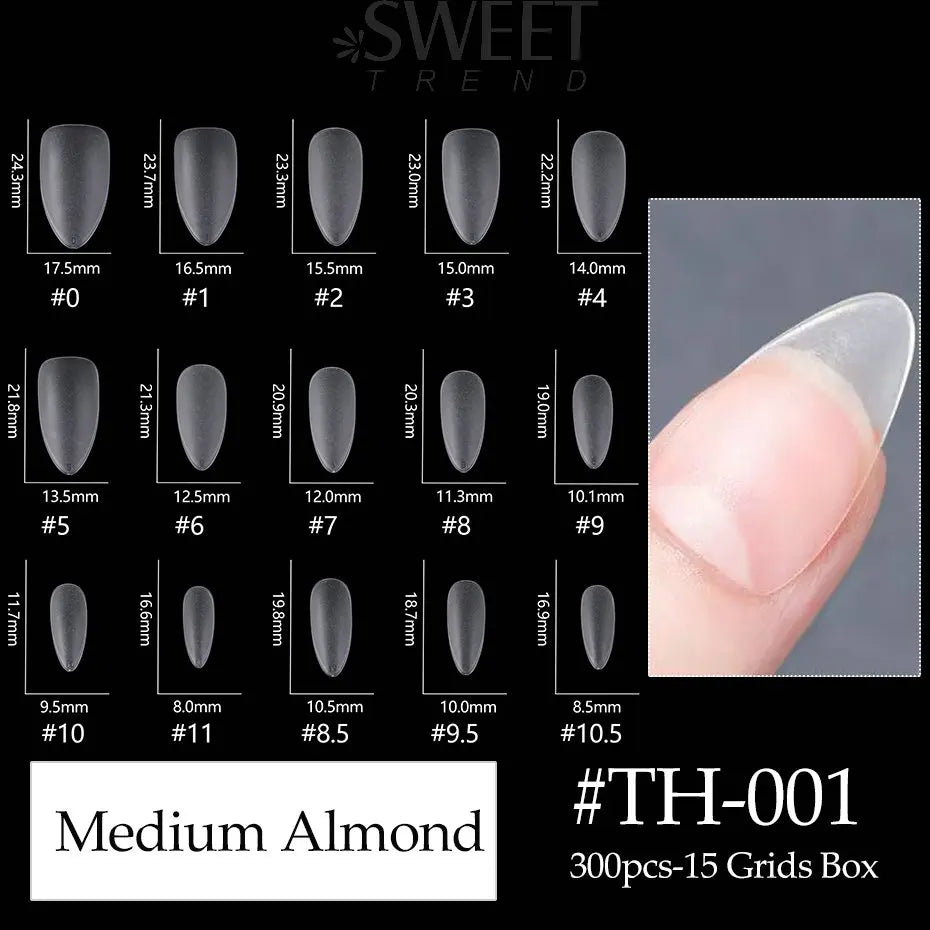 300pcs Matte Coffin Nail Tips