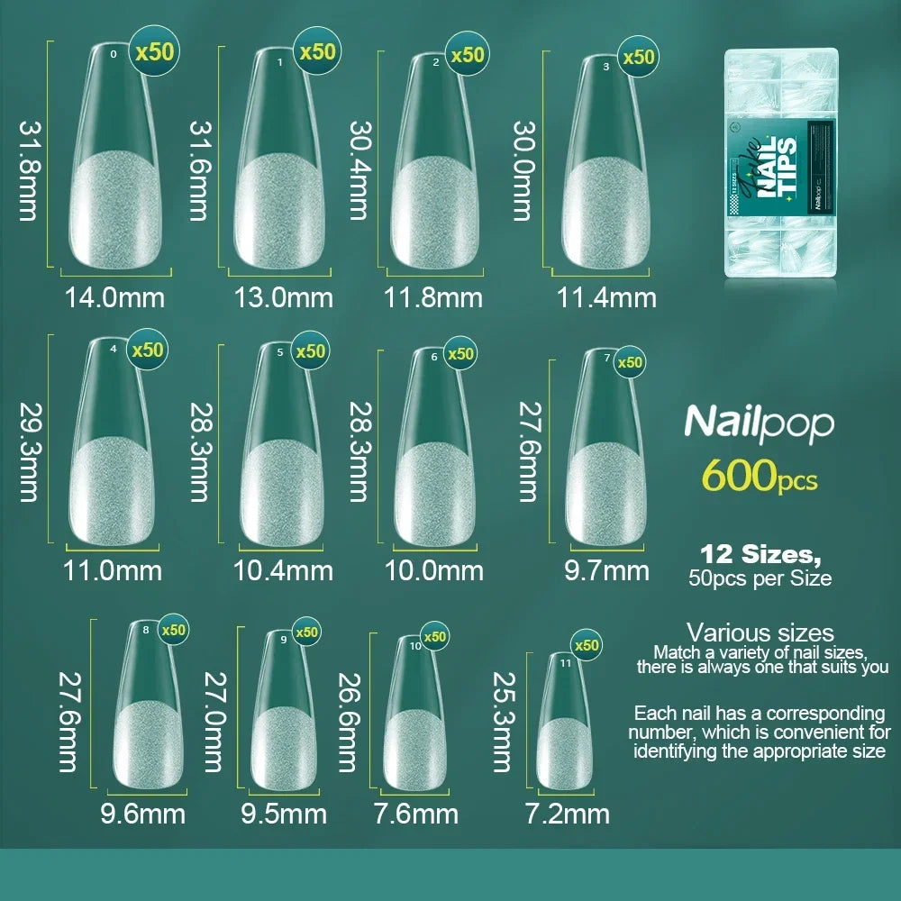 Nailpop 600pcs Ballerina Nail Tips