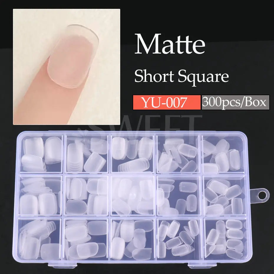 300pcs Matte Coffin Nail Tips