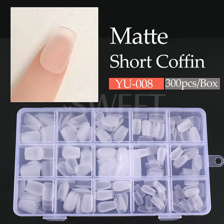 300pcs Matte Coffin Nail Tips