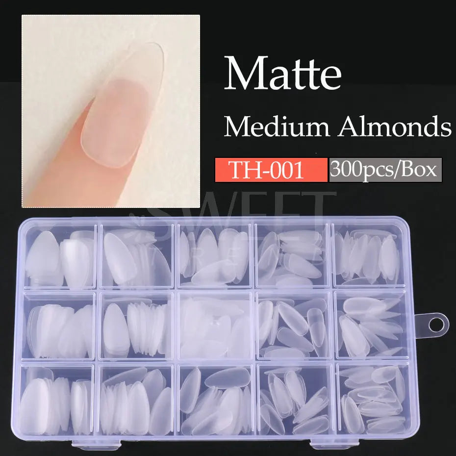 300pcs Matte Coffin Nail Tips